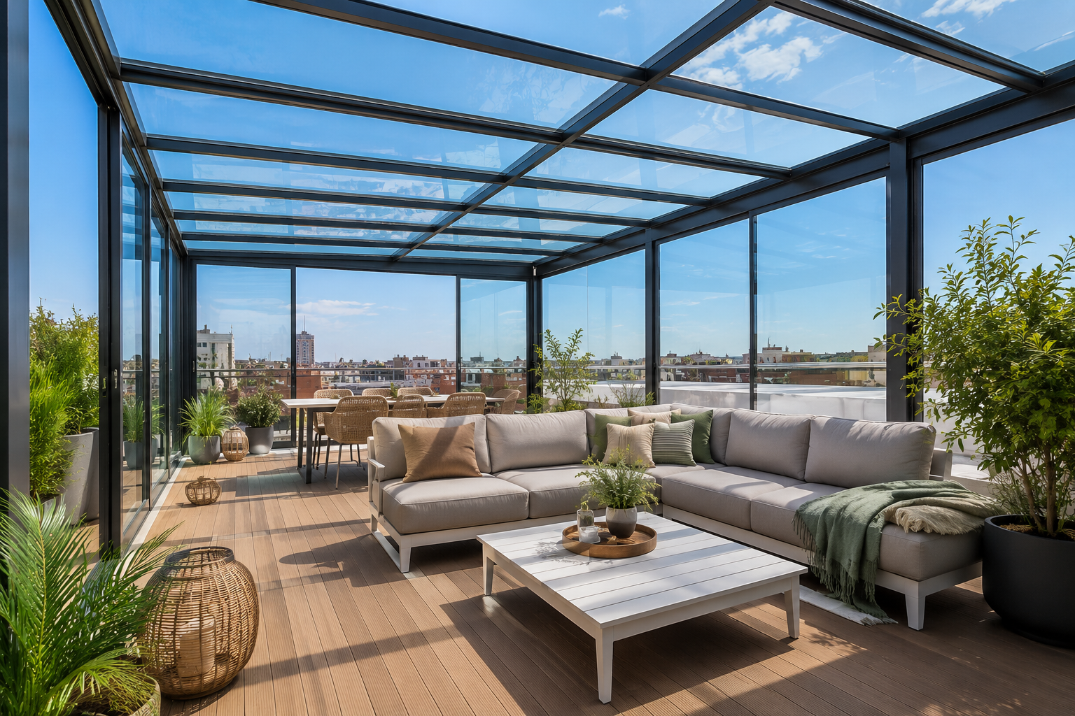Cómo mantener fresca tu terraza con techos de cristal